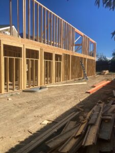 Home addition wall framing in progress