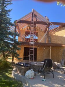 Two-story home addition exterior under construction
