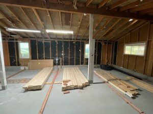 Garage conversion interior framing in progress